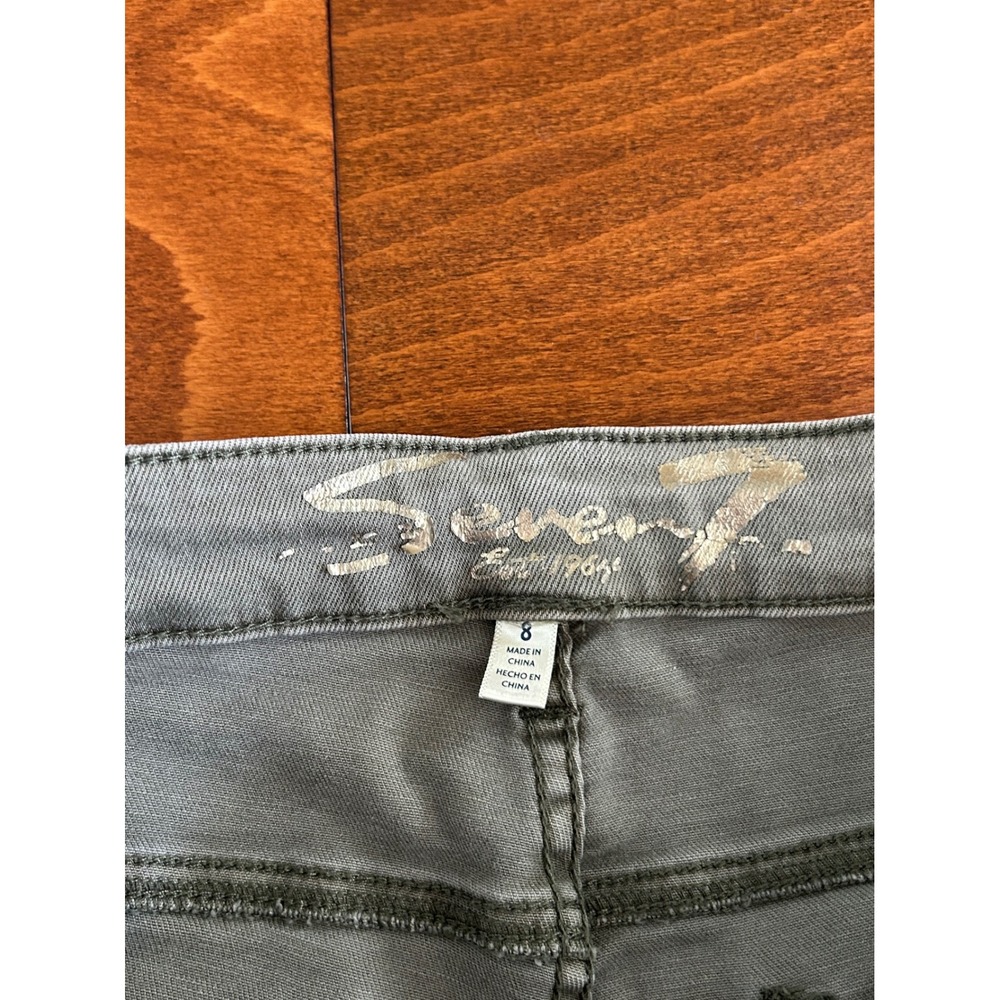 Seven7 Utility Ankle Skinny Pants Agave Green‎ Size 8 Olive Knit Denim - Picture 5 of 9